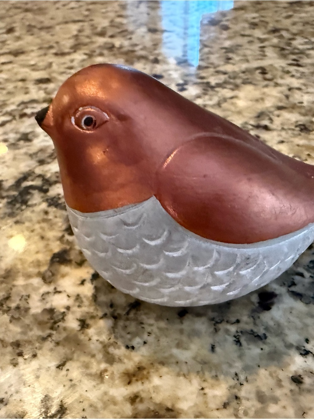 Decorative Garden Bird Figurine in Copper and White